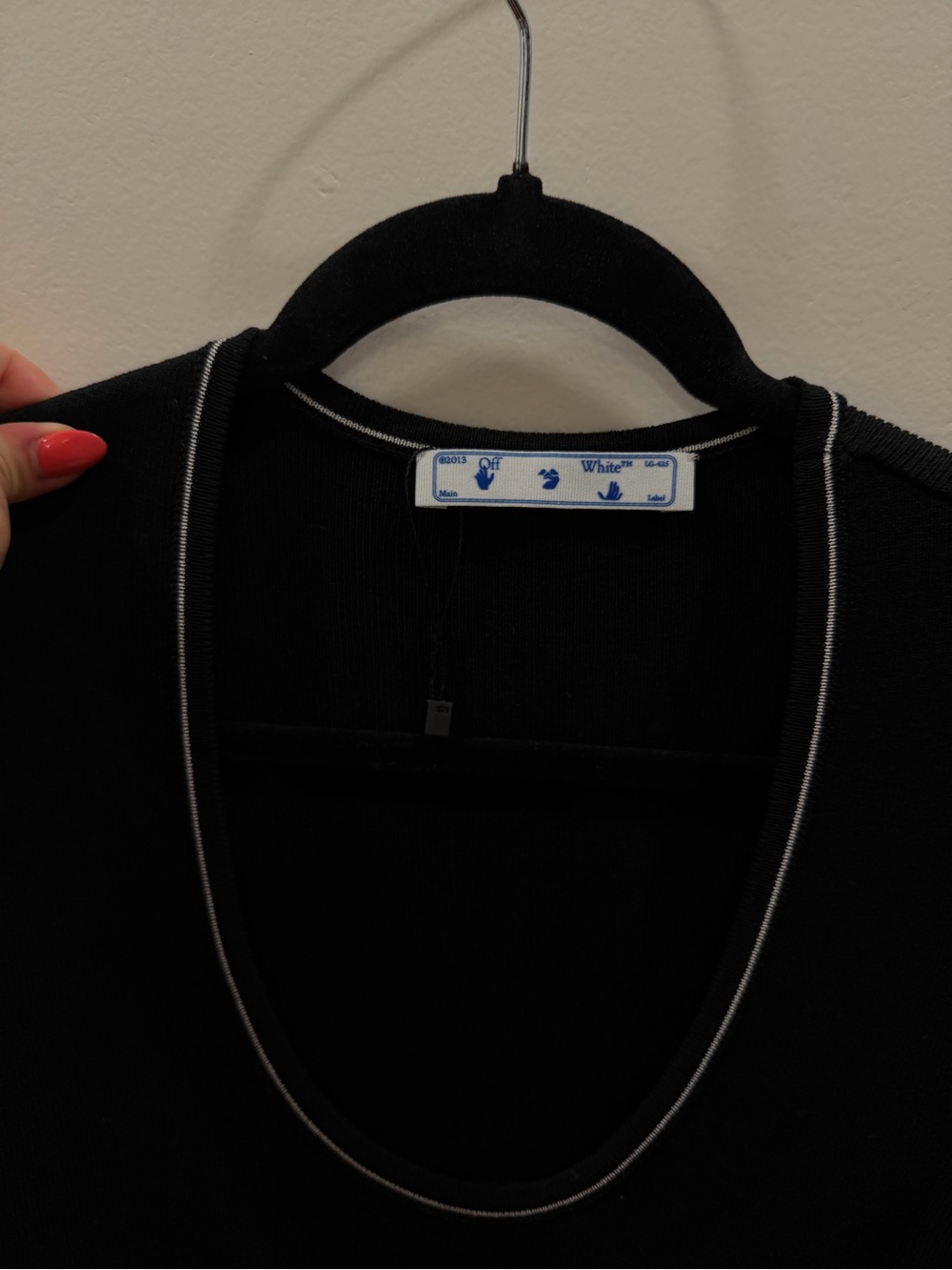 Off-White Like new XS Black Long Sleeve sweater bodycon mini midi dress - Picture 3 of 5
